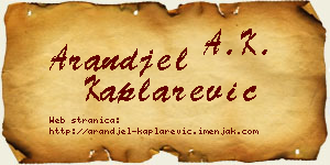 Aranđel Kaplarević vizit kartica